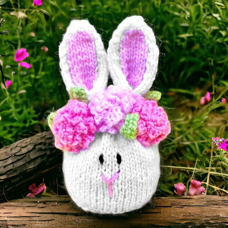 KNITTING PATTERN - Easter Bunny Head Choc Orange cover / 15 cms Rabbit toy
