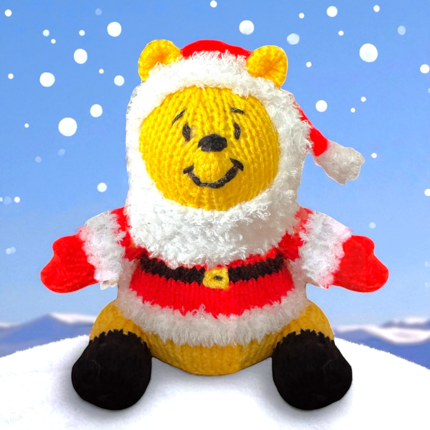 KNITTING PATTERN - Christmas Santa Winnie the Pooh choc orange cover / 15 cms toy