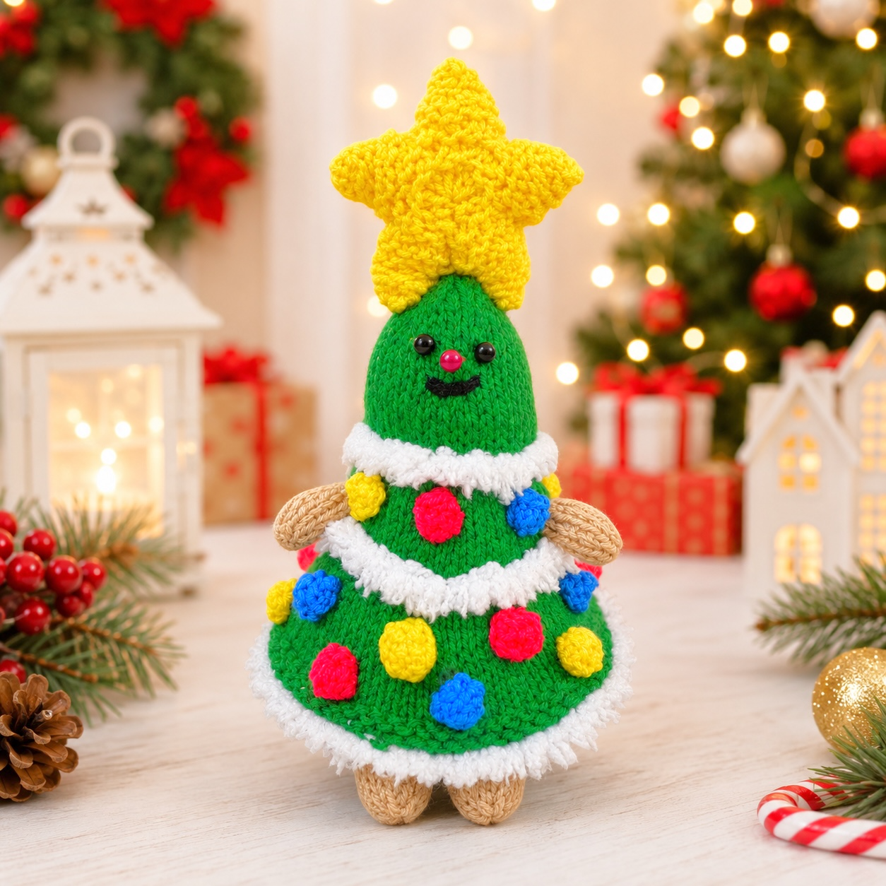 KNITTING PATTERN - Christmas Cuties Tree Choc Orange Cover / 15 cms toy