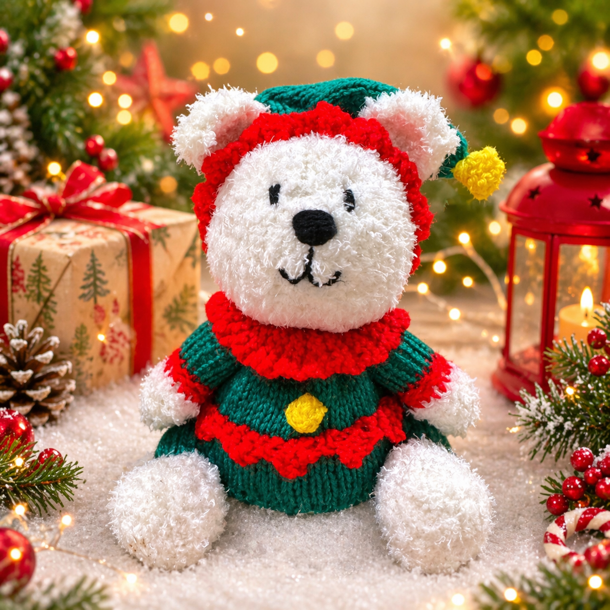 KNITTING PATTERN - Christmas Elf Westie Dog Choc Orange cover / 15 cms Animal toy