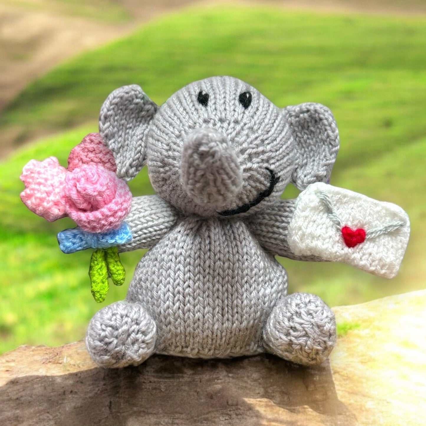 KNITTING PATTERN - Eddie the Party Elephant Choc Orange cover / 15 cms Animal toy