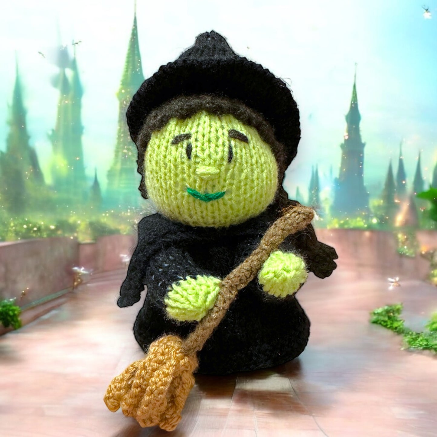 KNITTING PATTERN - Elphaba the Wicked Witch of the West inspired chocolate orange cover / 15 cms Wizard of Oz toy