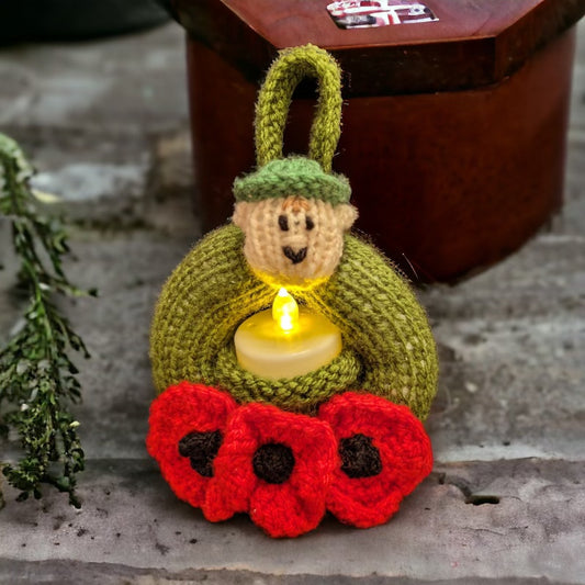 KNITTING PATTERN - Memorial Remembrance Day Tealight Wreath Hanging Decoration / Candle Holder