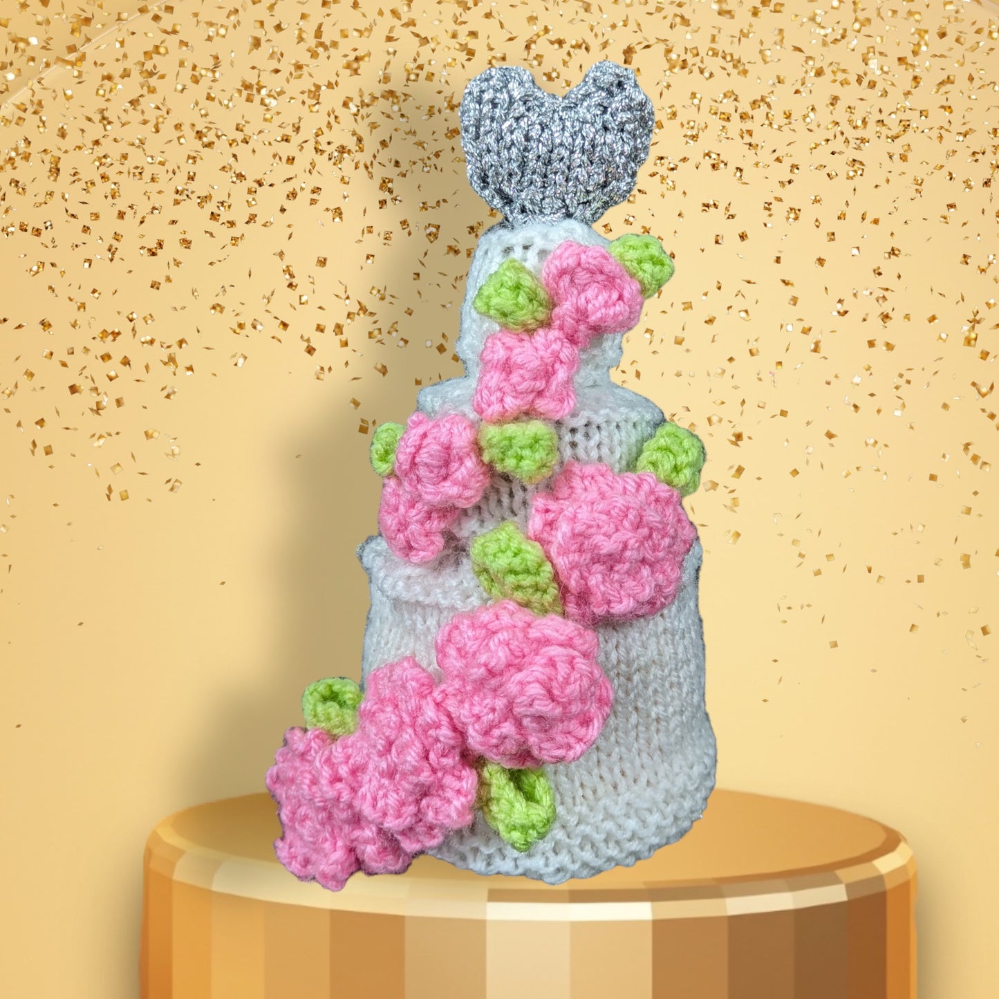 KNITTING PATTERN - Wedding Cake Choc Orange Cover / 17 cms Gift Present toy