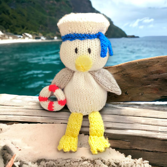 KNITTING PATTERN - McChips the Sailor Seagull chocolate orange cover / 15 cms Seaside Bird toy