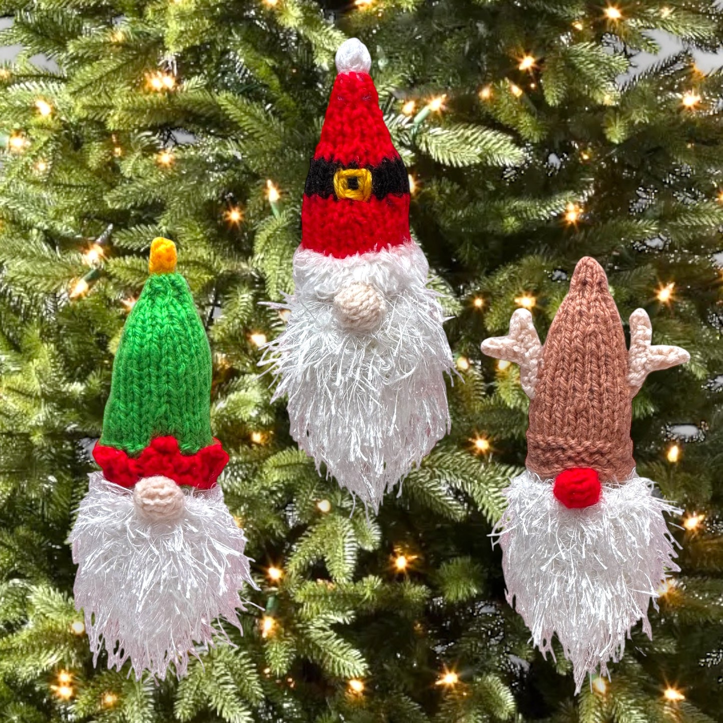 KNITTING PATTERN - Christmas Gonk Gnome Bauble 10 cms tree decoration - Santa, Elf and Reindeer