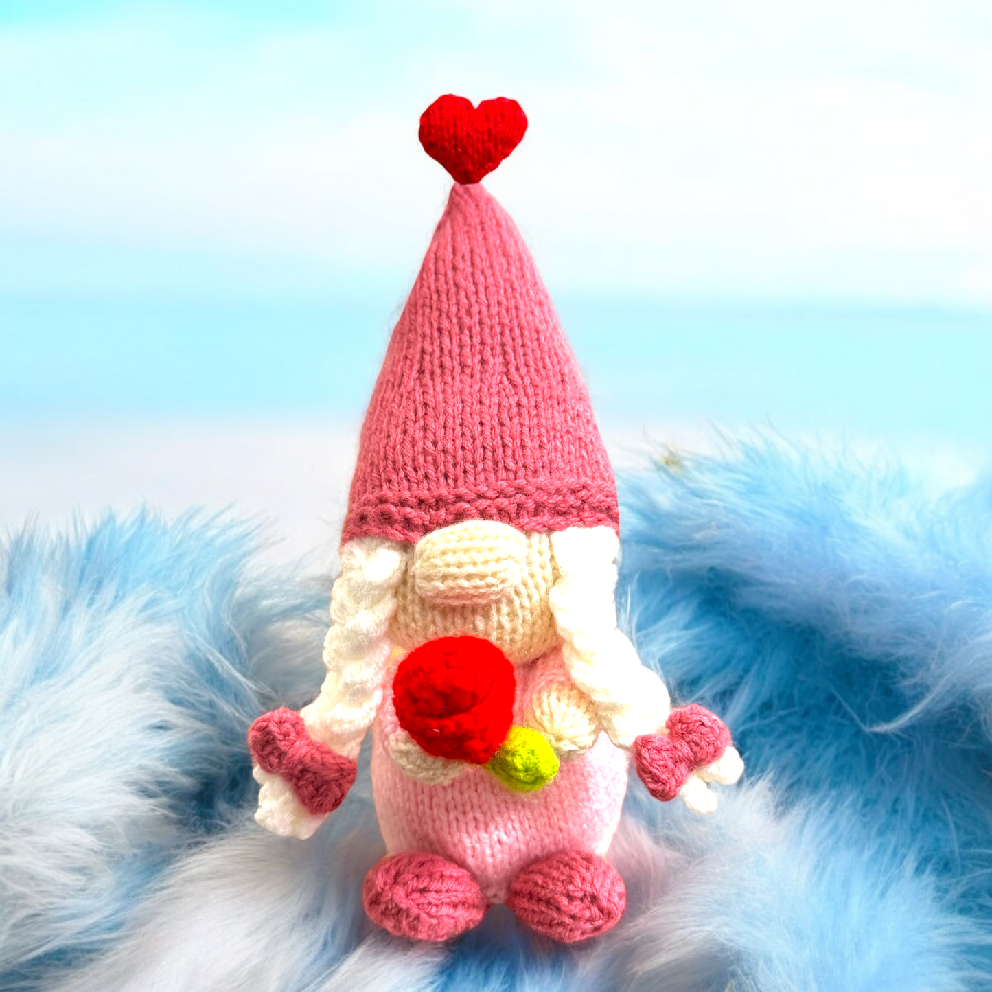 KNITTING PATTERN - Valentine's Day Gonk Girl Gnome Choc orange cover / 13cms toy