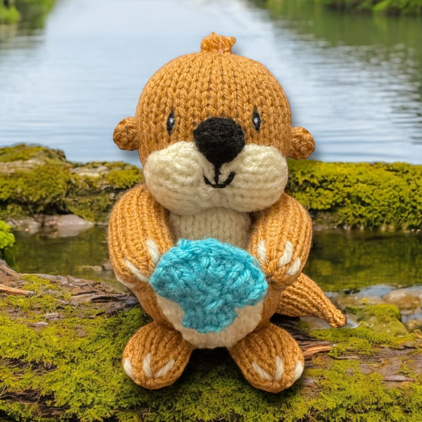 KNITTING PATTERN - Olive the Otter Choc Orange cover / 15 cms Zoo Sea Animal toy
