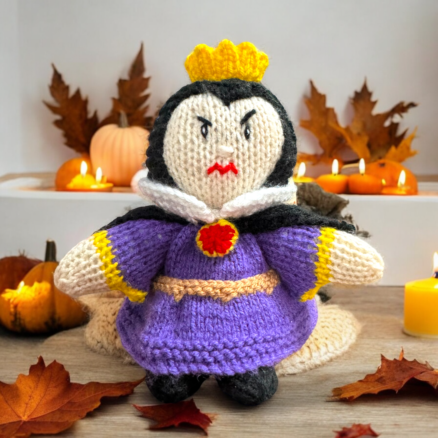 KNITTING PATTERN - Evil Queen inspired choc orange cover /15cm Snow White toy