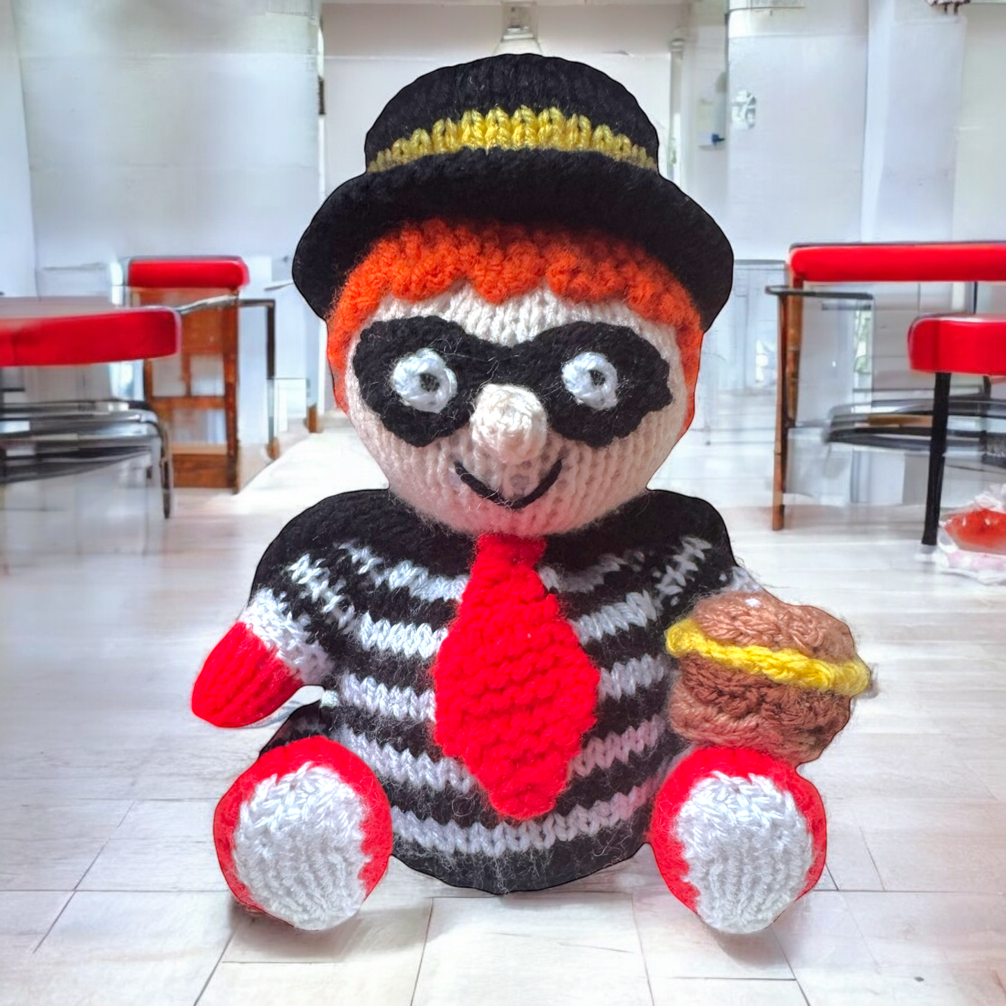 KNITTING PATTERN - Hamburgular inspired choc orange cover/ 15 cms McDonalds toy
