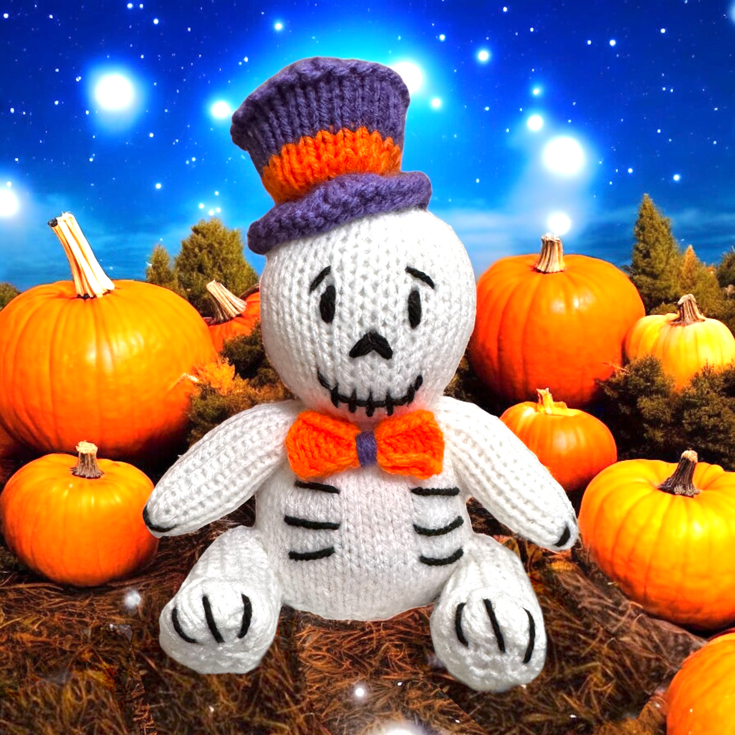 KNITTING PATTERN - Halloween Mr Funnybones the Skeleton chocolate orange cover / 15 cms toy