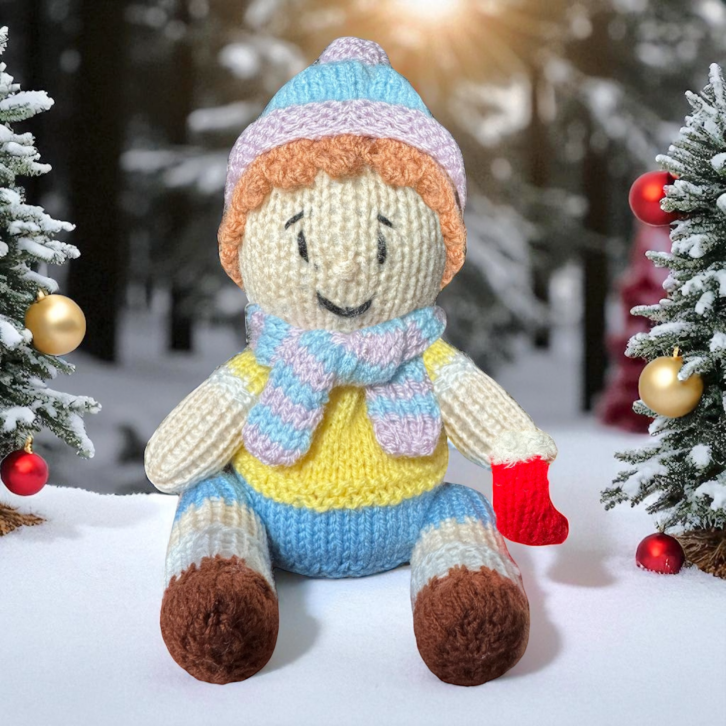 KNITTING PATTERN - Christmas Christopher Robin choc orange cover / 15 cms Winnie the Pooh toy