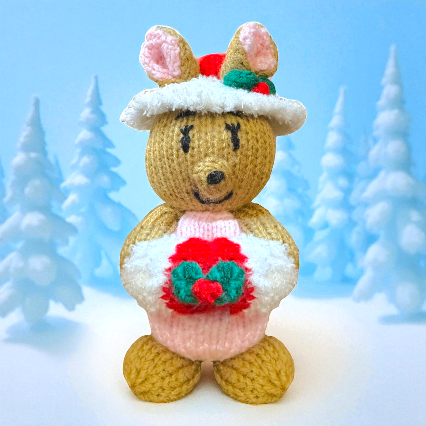 KNITTING PATTERN - Christmas Kanga choc orange cover / 15 cms Kangaroo toy