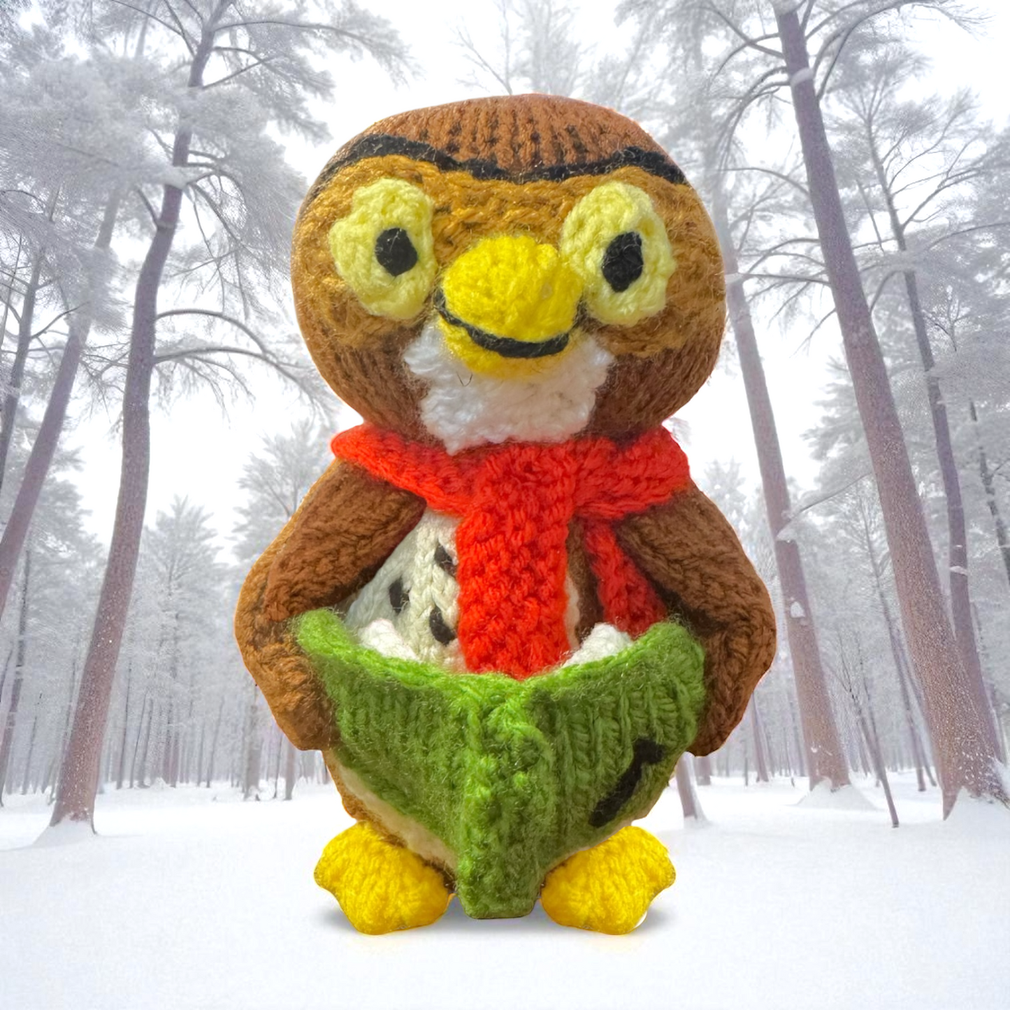 KNITTING PATTERN - Christmas Owl choc orange cover / 15 cms Winnie the Pooh Bird toy
