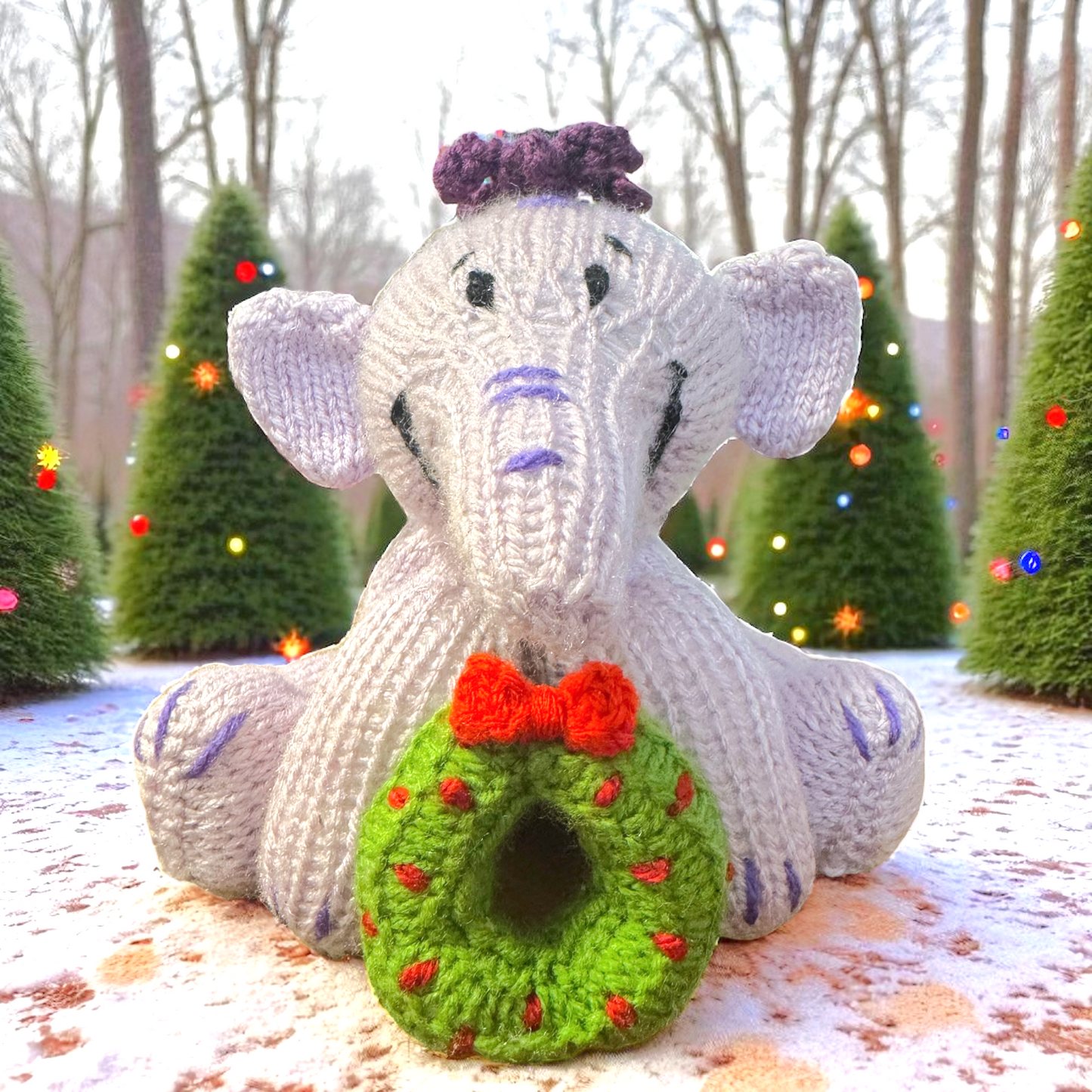 KNITTING PATTERN - Christmas Lumpy the Heffalump choc orange cover / 15 cms Elephant toy