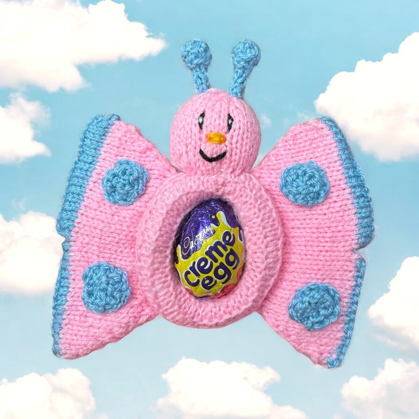 KNITTING PATTERN - Hanging Easter Spring Butterfly choc cover fits Creme Egg