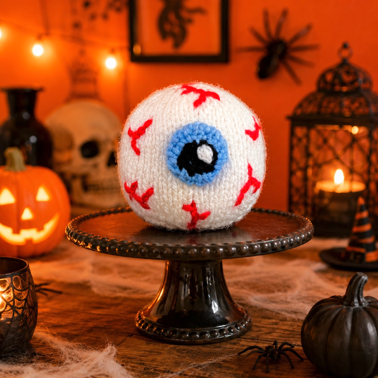 KNITTING PATTERN - Eyeball Chocolate orange cover / 9 cms Halloween toy