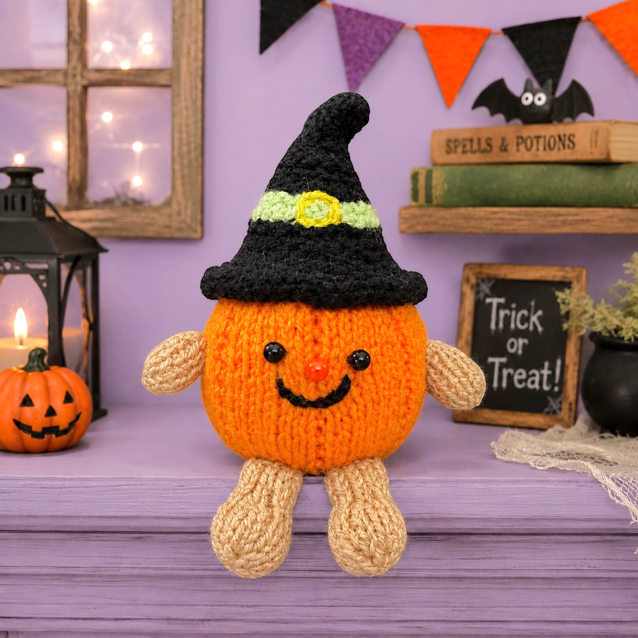 KNITTING PATTERN - Halloween Cuties Pumpkin Choc Orange Cover / 15 cms toy