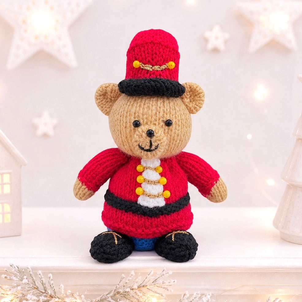 KNITTING PATTERN - Christmas Teddington Soldier Teddy Bear chocolate orange cover / 15 cms Toy