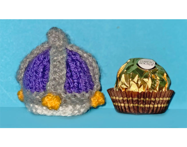 KNITTING PATTERN - Royal Coronation Crown Choc cover favour fits Ferrero
