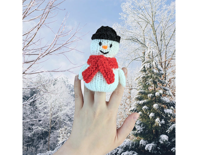KNITTING PATTERN - Christmas Frosty the Snowman Finger Puppet Play Song