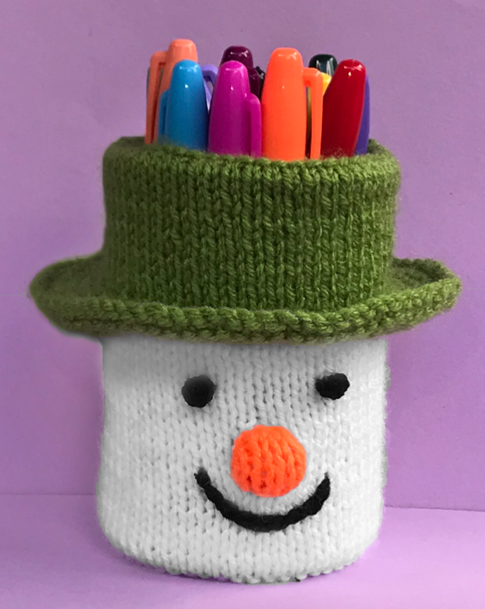 KNITTING PATTERN - Christmas Snowman inspired Holder 15cm tall - fit tin can