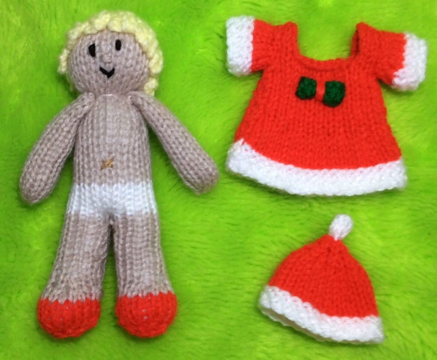 KNITTING PATTERN - Holly the Christmas Doll with Removable Clothes 15 cms toy