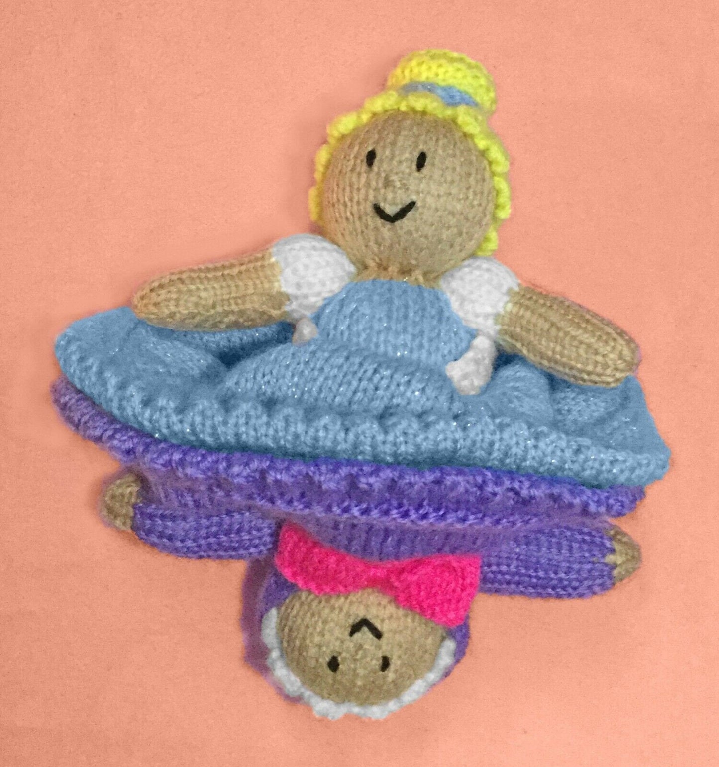 KNITTING PATTERN - Cinderella / Fairy Godmother inspired 21 cms soft toy doll