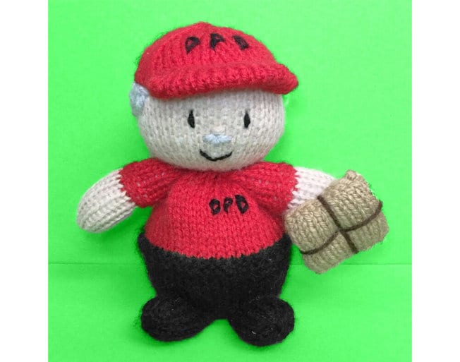 KNITTING PATTERN - Delivery Driver Worker Choc orange cover / 15 cms Postman toy