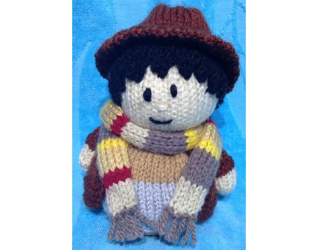 KNITTING PATTERN - Doctor Who inspired Tom Baker orange cover or 15 cms toy
