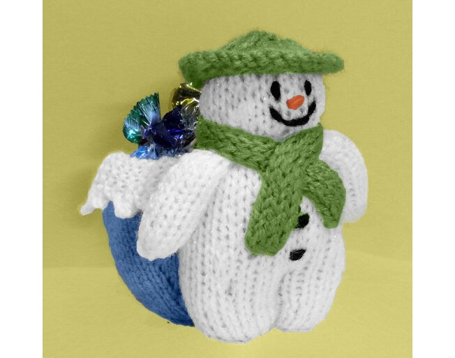 KNITTING PATTERN - Christmas Snowman Sweet Pot - holds choc orange