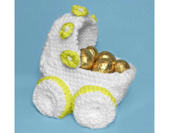 KNITTING PATTERN - Baby Pram Sweet Holder - Great for Baby shower / Christening