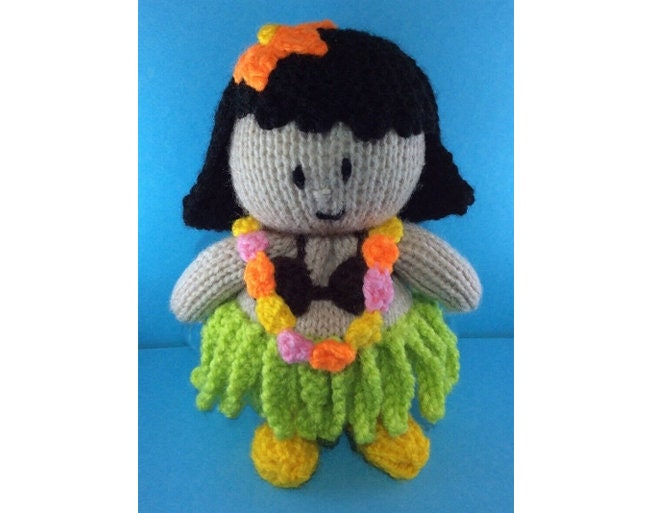 KNITTING PATTERN - Aloha Hawaiian Girl chocolate orange cover / 15 cms toy