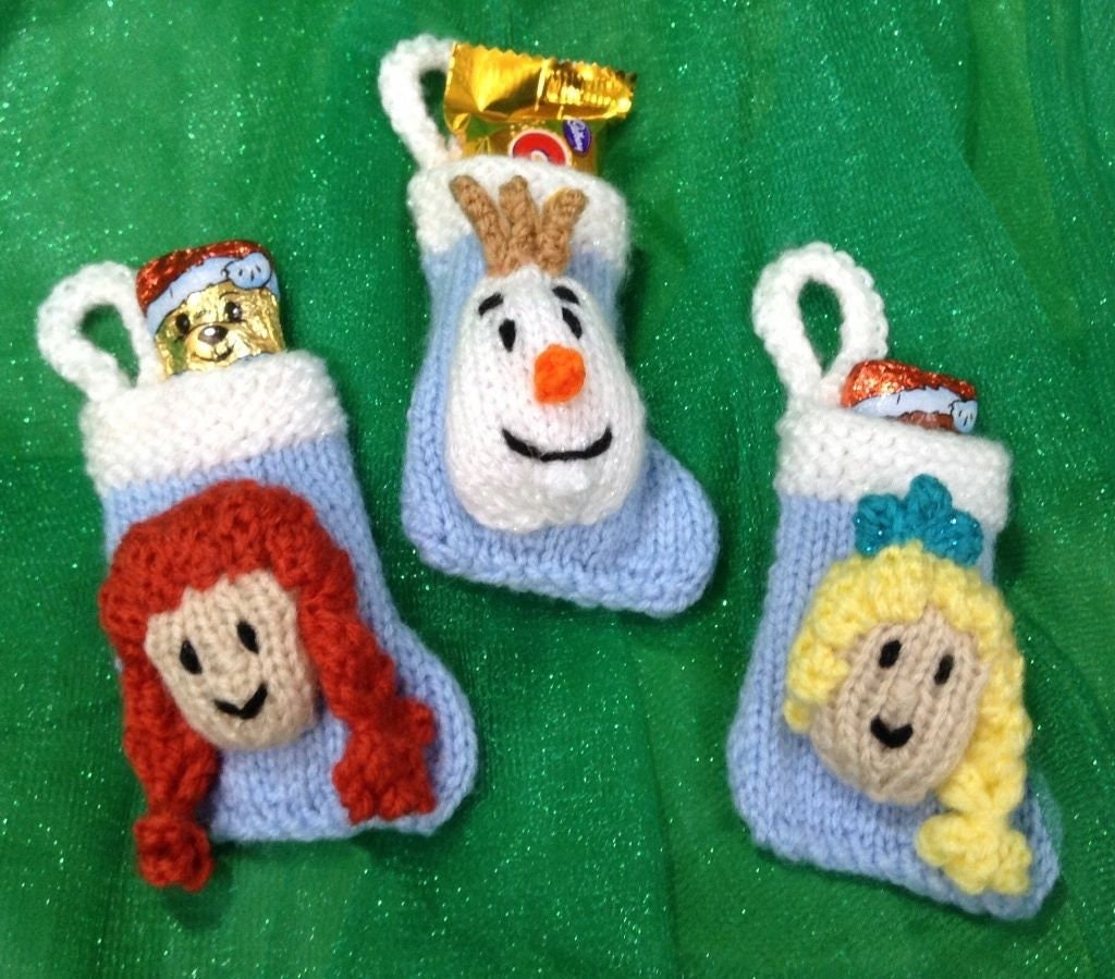 KNITTING PATTERN - Snow Queen Christmas stocking tree decoration