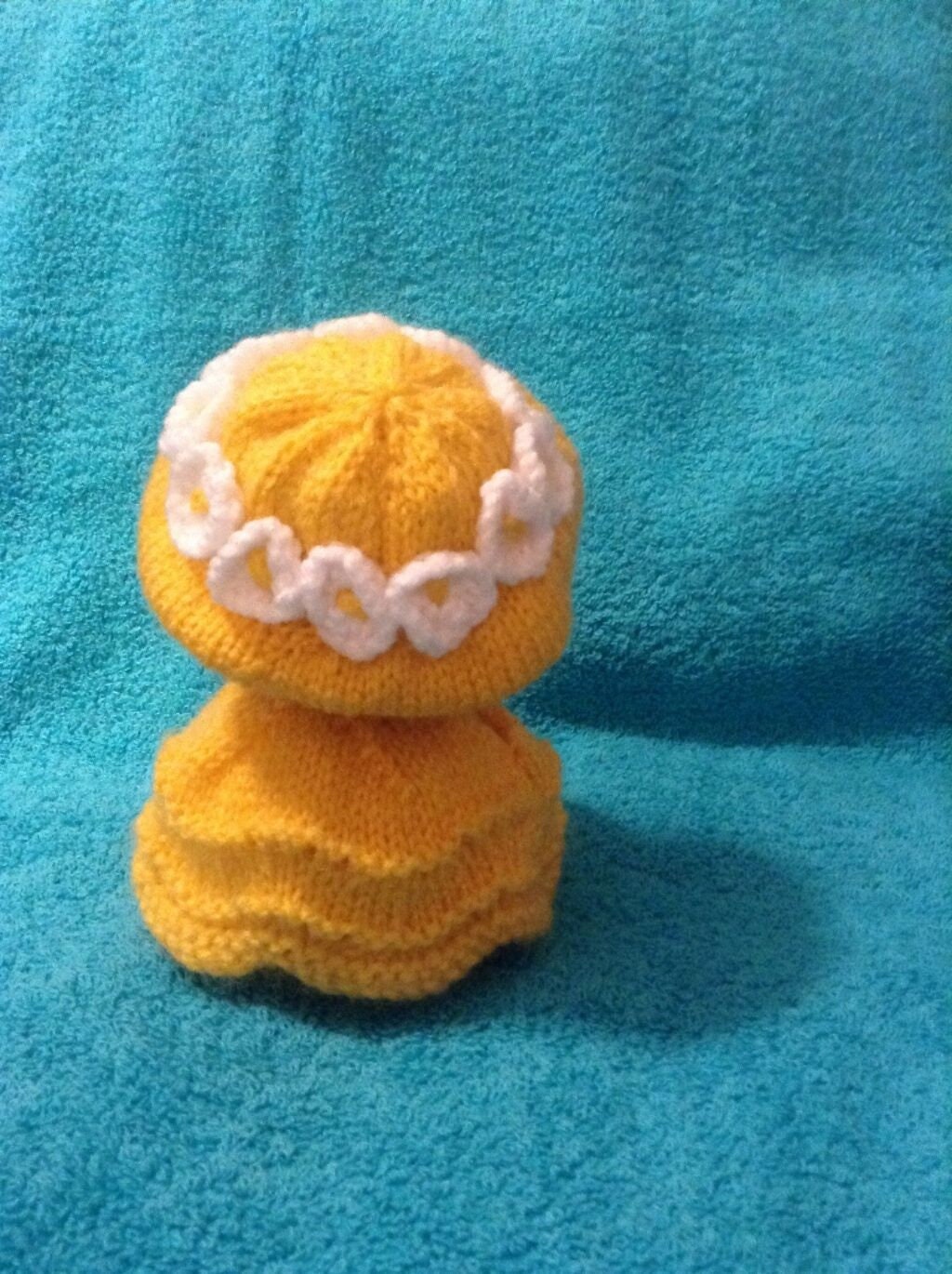 KNITTING PATTERN - Springtime girl with Easter bunny choc orange cover /15 cms toy
