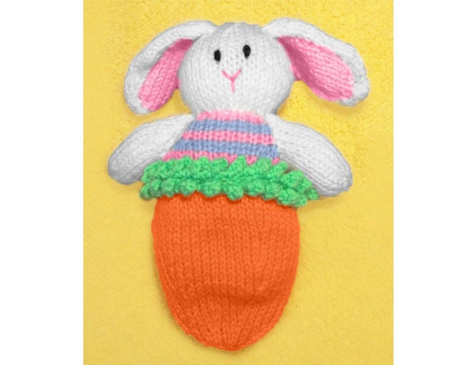 KNITTING PATTERN - Easter Bunny Rabbit 15 cms Doll toy with Carrot Bag