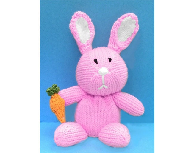 KNITTING PATTERN - Pink Bunny Big Feet choc orange cover / 20 cms Easter toy