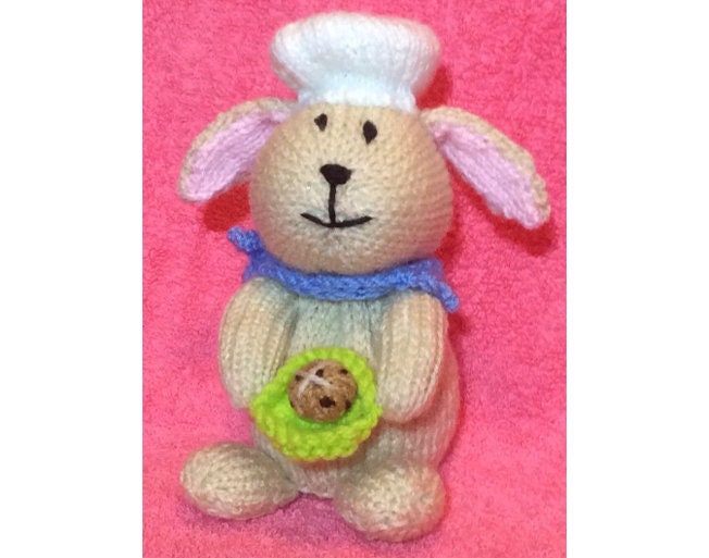 KNITTING PATTERN - Hot Cross Bun Bunny chocolate orange cover or 16 cms toy