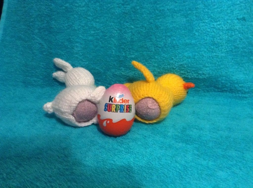 KNITTING PATTERN - Chocolate Kinder egg - Easter bunny and chick