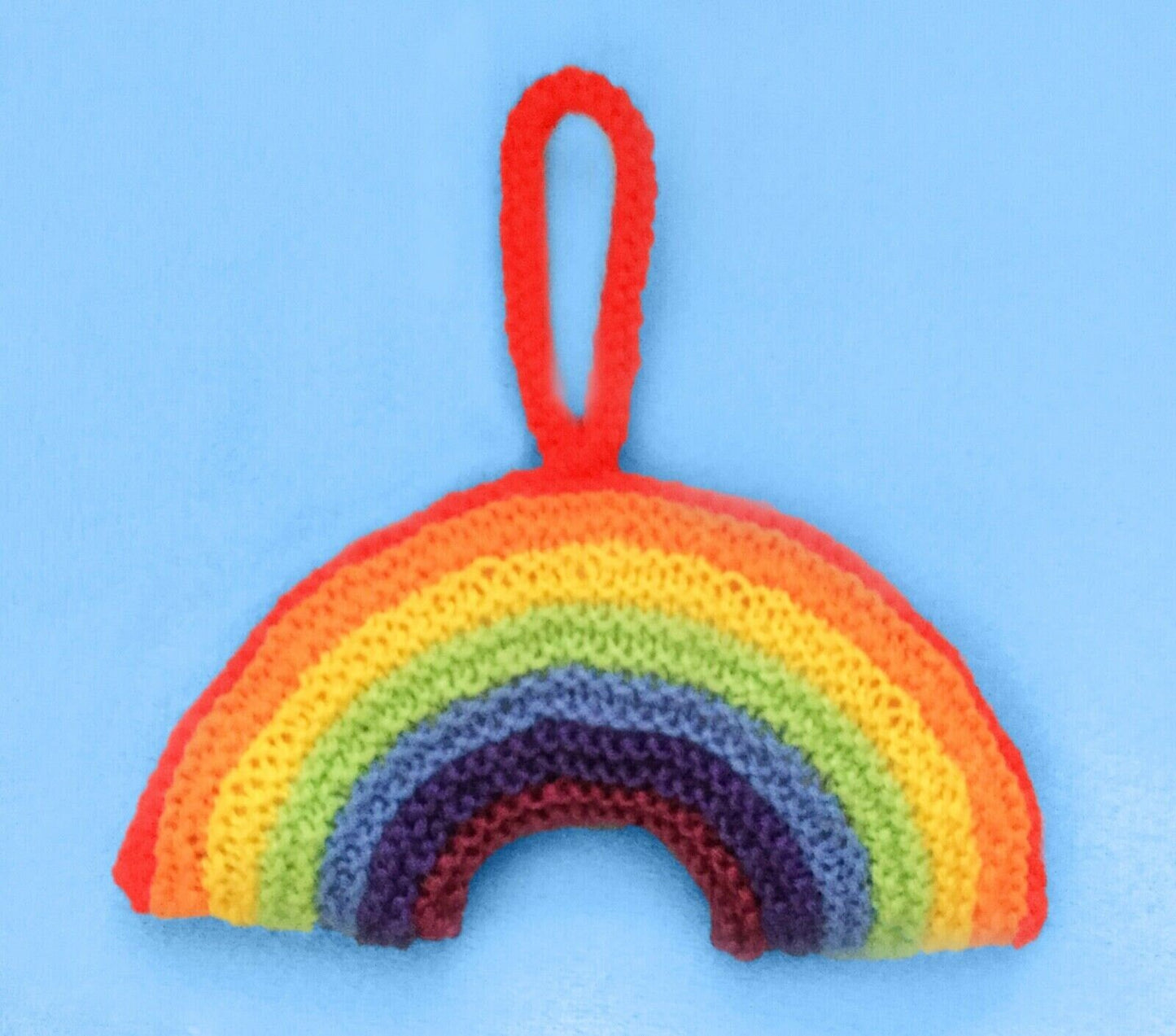 KNITTING PATTERN - Rainbow of Hope Hanging Decoration - 18cms long x 10cms tall