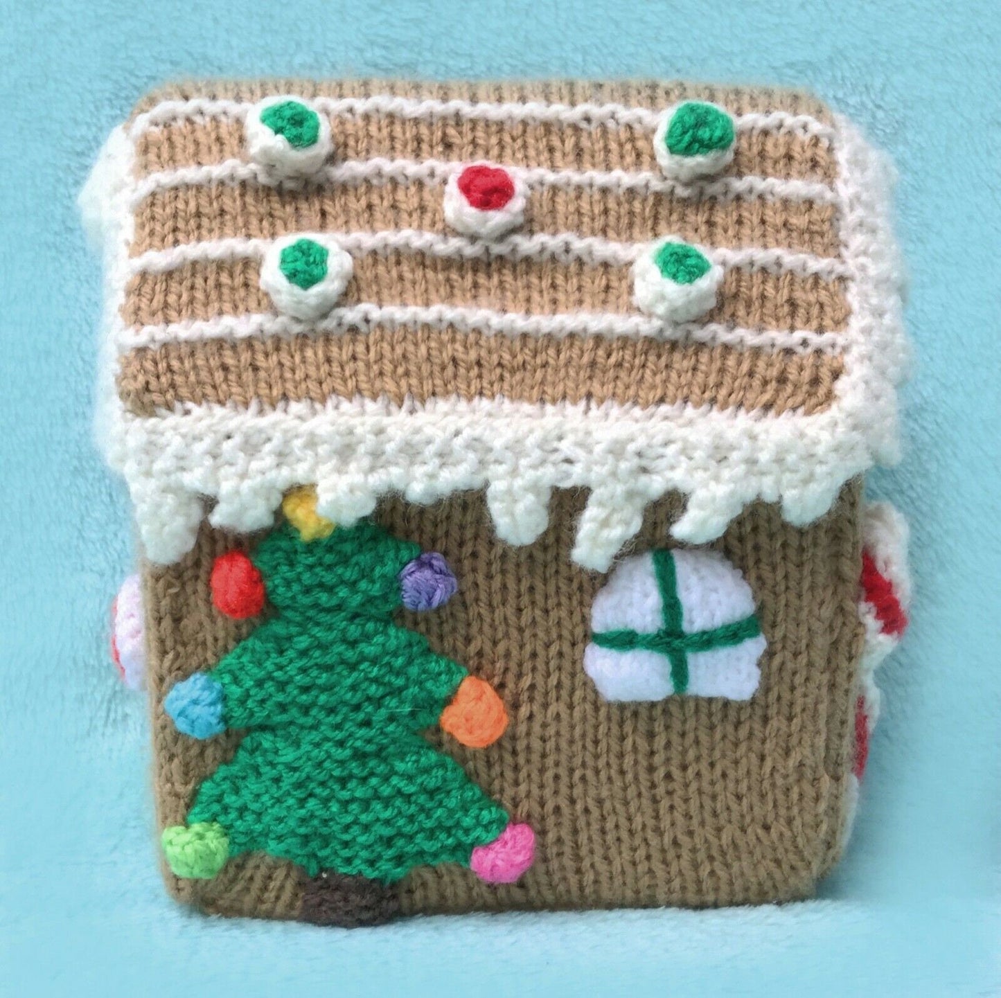 KNITTING PATTERN - Christmas Gingerbread House Sweet Holder 17 cms tall