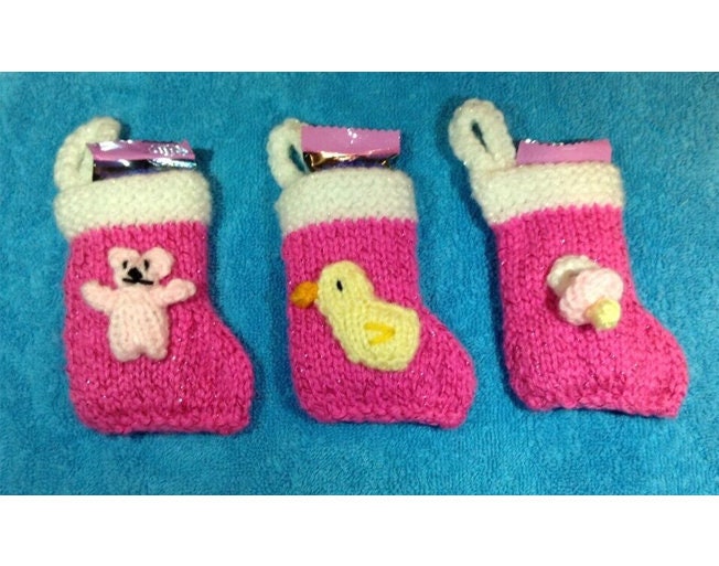 KNITTING PATTERN - Baby's 1st Christmas stocking tree decoration - baby girl / boy