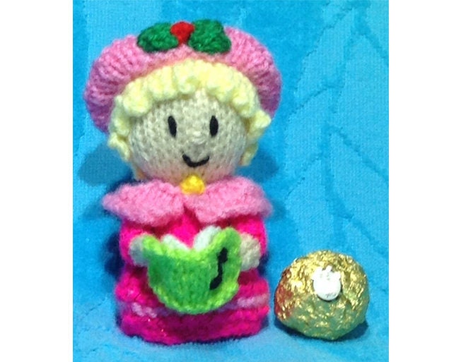 KNITTING PATTERN - Christmas Carol Singer chocolate cover fits Ferrero Rocher