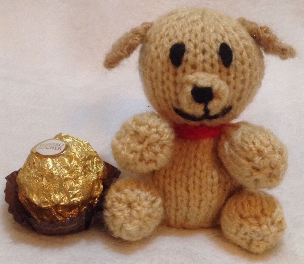 KNITTING PATTERN - Cute Baby Puppy Dog chocolate cover fits Ferrero Rocher choc