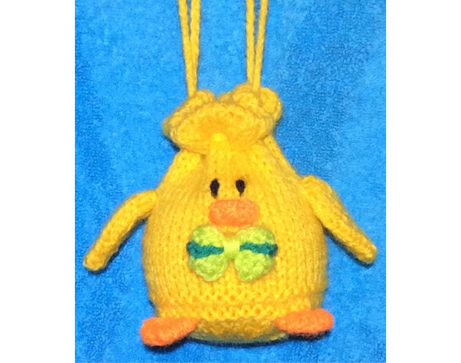 KNITTING PATTERN - Easter Chick Drawstring Bag 10cms fits Choc orange