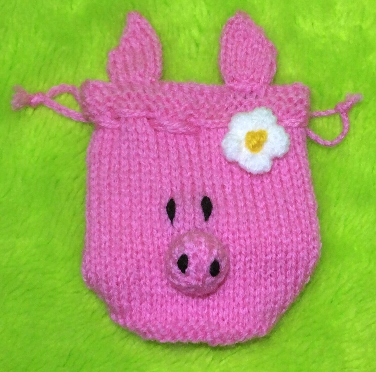 KNITTING PATTERN - Pig Drawstring Charity Gift Bag 10 cms fits Chocolate orange