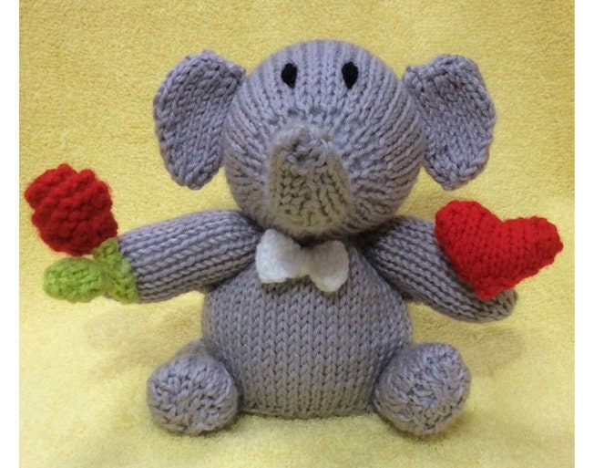KNITTING PATTERN - Never Forget I love you Elephant choc orange cover /15cms toy