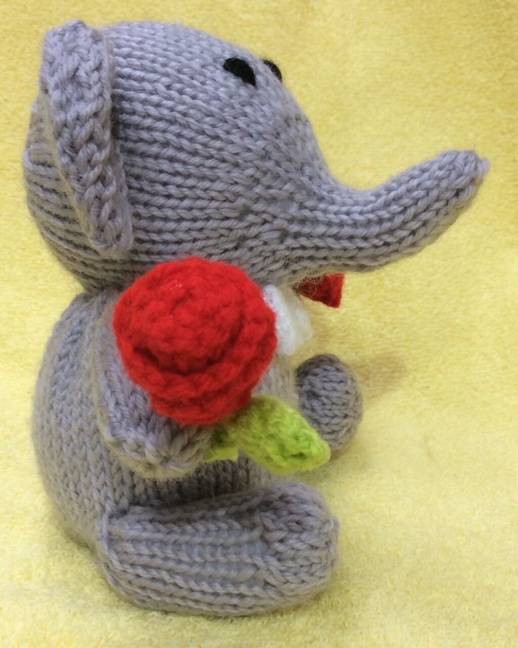 KNITTING PATTERN - Never Forget I love you Elephant choc orange cover /15cms toy