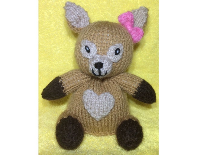KNITTING PATTERN - I Love You Deer Choc orange cover / 15 cms Valentine's toy