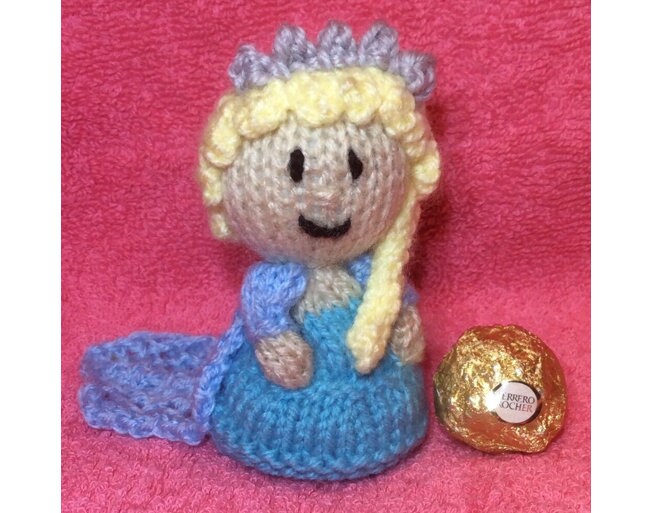KNITTING PATTERN - Elsa Frozen Snow Queen chocolate cover fits ferrero rocher